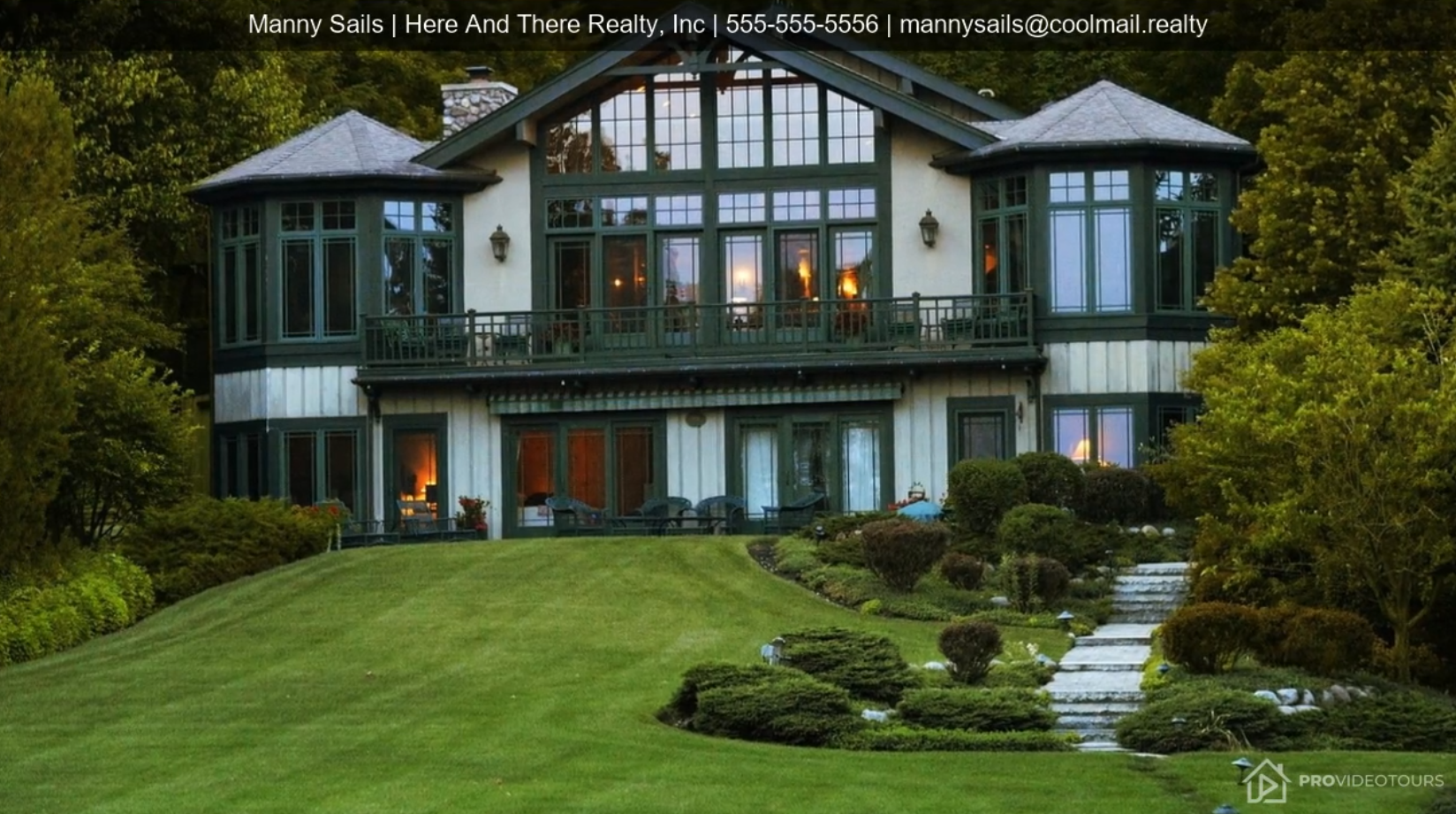 Persistent agent contact banner on a property video tour