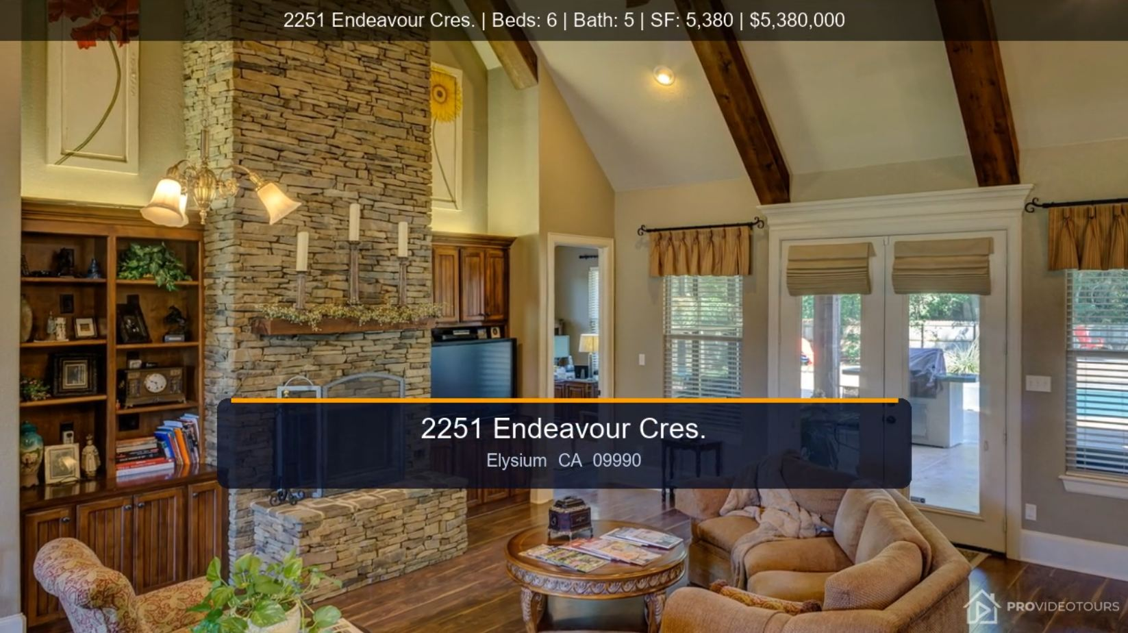 Property details banner showing price, beds, baths, and square footage